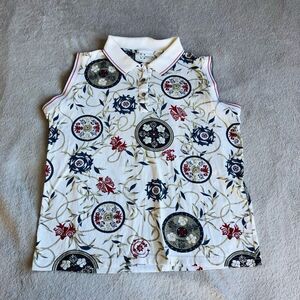 Vintage Marcia Sleeveless Collared Floral Top